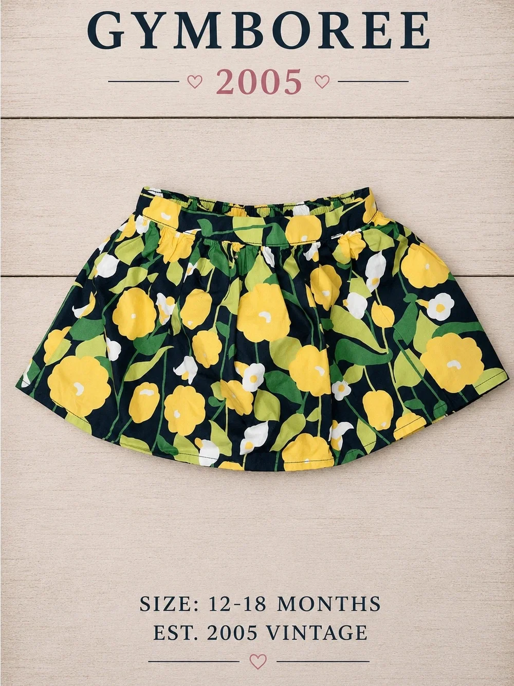 Vintage 2005 Gymboree Floral Skirt 12-18M Baby Girl Cottagecore Y2K